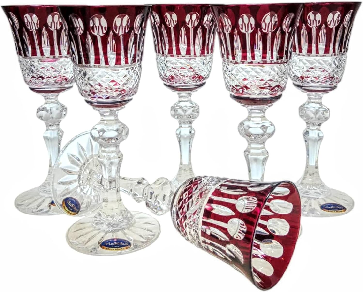 Marika Ruby Crystal liqueur glasses 60 ml Hand made