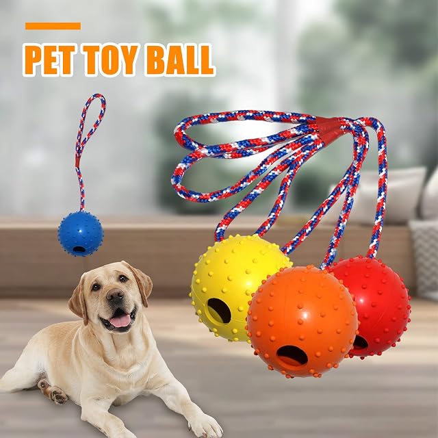 Foto 3 de 7 de Nizirioo 4 Piezas Pelota con Cuerda, Pelota para Perro con Cuerda, Bola En Una Cuerda De Juguete para Perro
