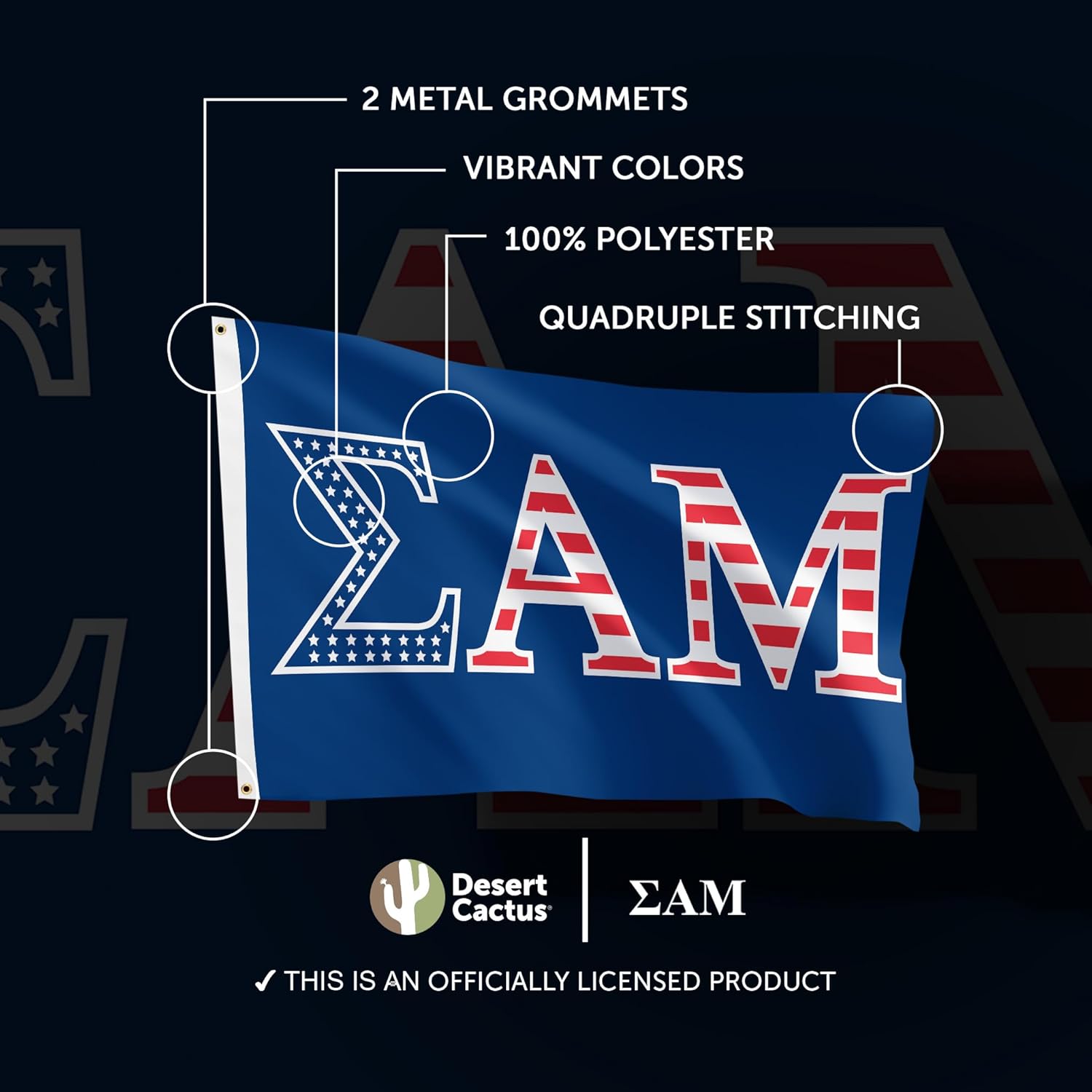 Desert Cactus Sigma Alpha Mu Flag USA Greek Letter Fraternity Banner Large 3x5 feet Flags Sign Decor Sammy