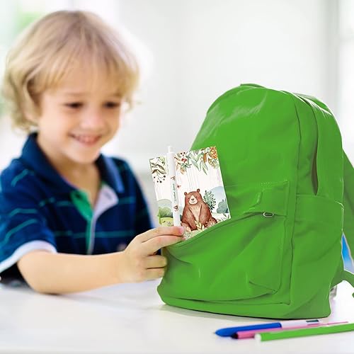 Miniatura 4 de Teling 24 bolígrafos y bloc de notas de animales de la selva del bosque de 5 pulgadas, 12 bonitos blocs de notas, 12 bolígrafos de tinta negra para