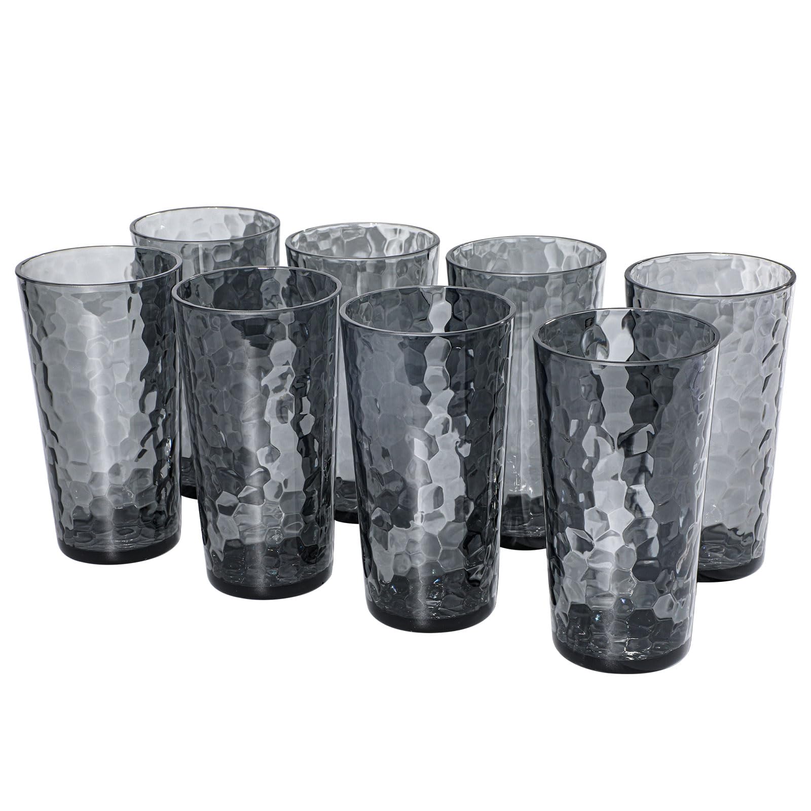 AKMQYM BPA-Free Plastic Tumblers 8 Pack 8x22oz Reusable Dishwasher Safe Stackable Shatterproof Cups Plastic Drinkware Drinking Tumblers for