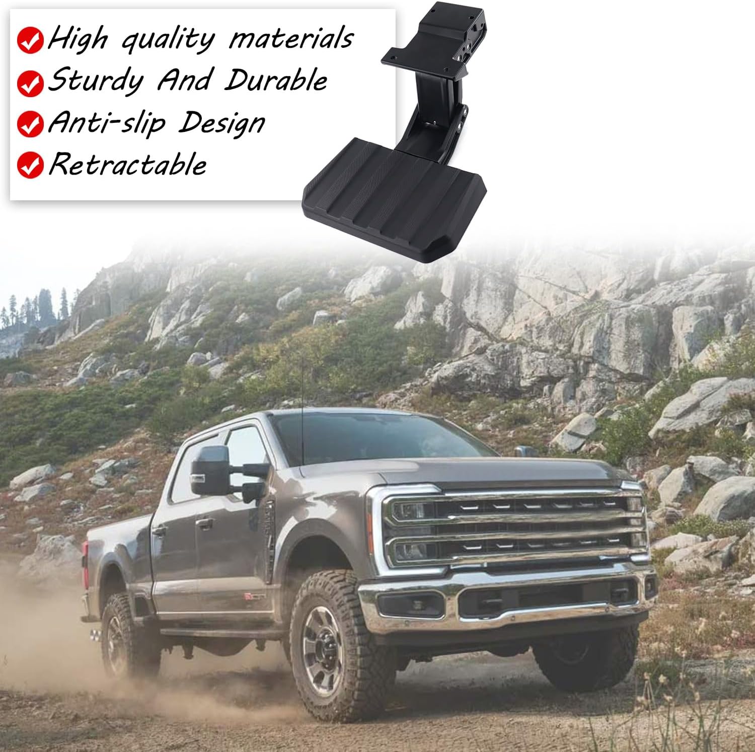 VPC3Z-17A958-D Truck Side Step, Left Drivers Side Retractable Side Step Compatible with 2023 2024 2025 Ford Super Duty F250 F350