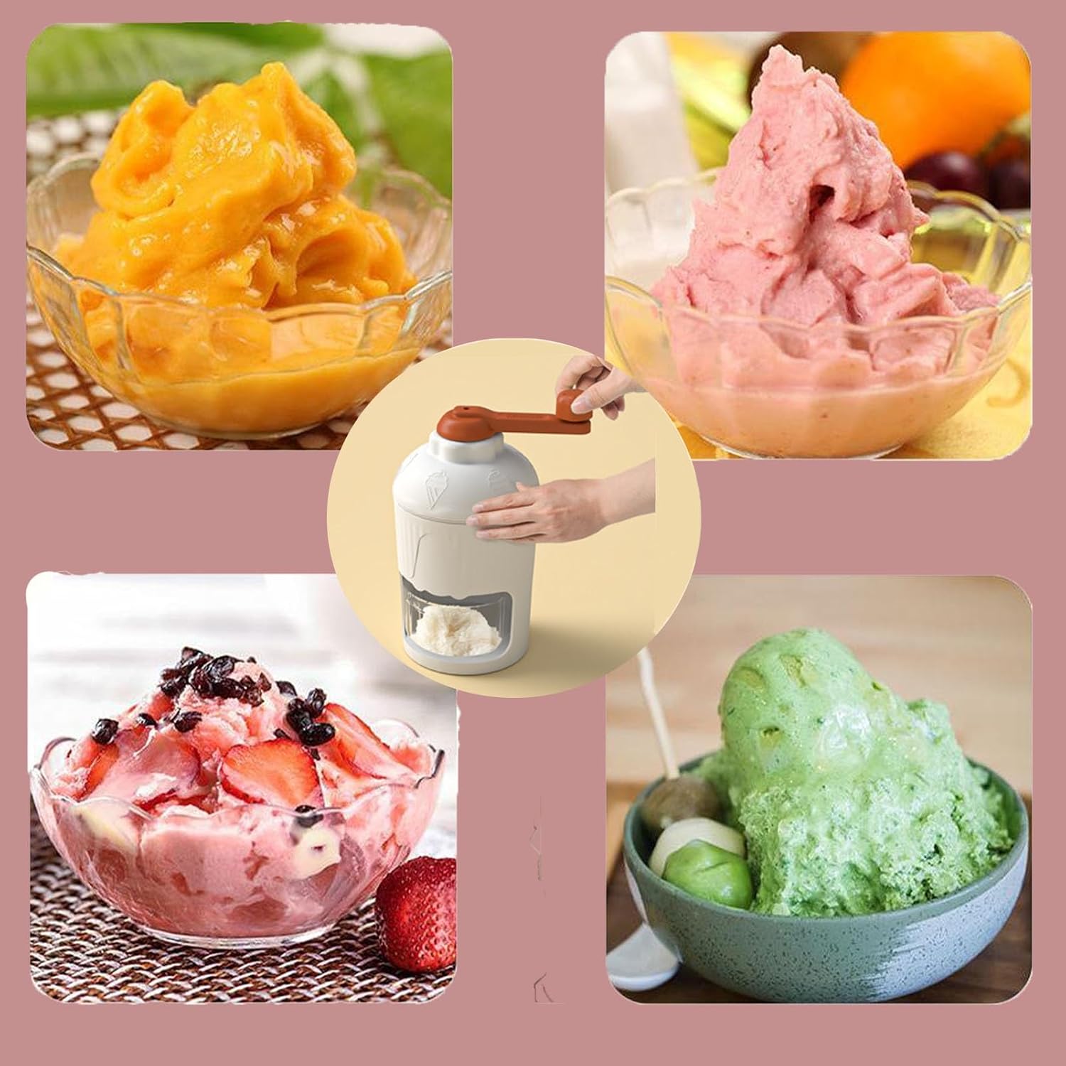 Ice Crusher ，Manual Rotary Ice Crusher.No Need for Charging, Simple and Practical, Easy to Carry, Suitable for Home, Camping, Parties, Travel, Bars, etc., Including 6 Frozen Ice Molds.