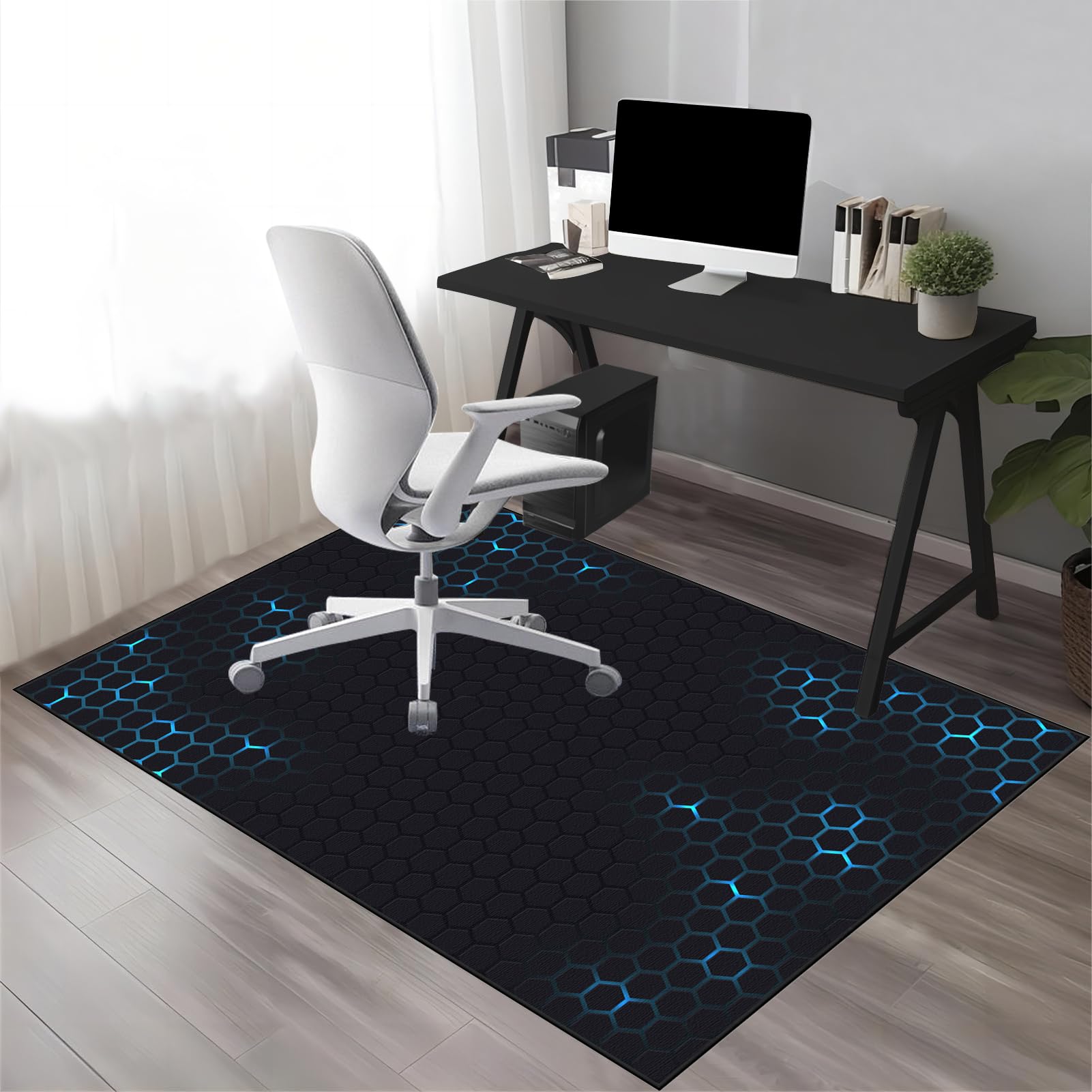 Bodenschutzmatte Bürostuhl, Gaming Stuhlmatten, Bürostuhlmatten, Gaming Stuhl Unterlage, Stuhlunterlage, Schreibtischstuhl Unterlage Geeignet für Büro und Zuhause, Rechteckig Bodenmatte 90 x 120 cm