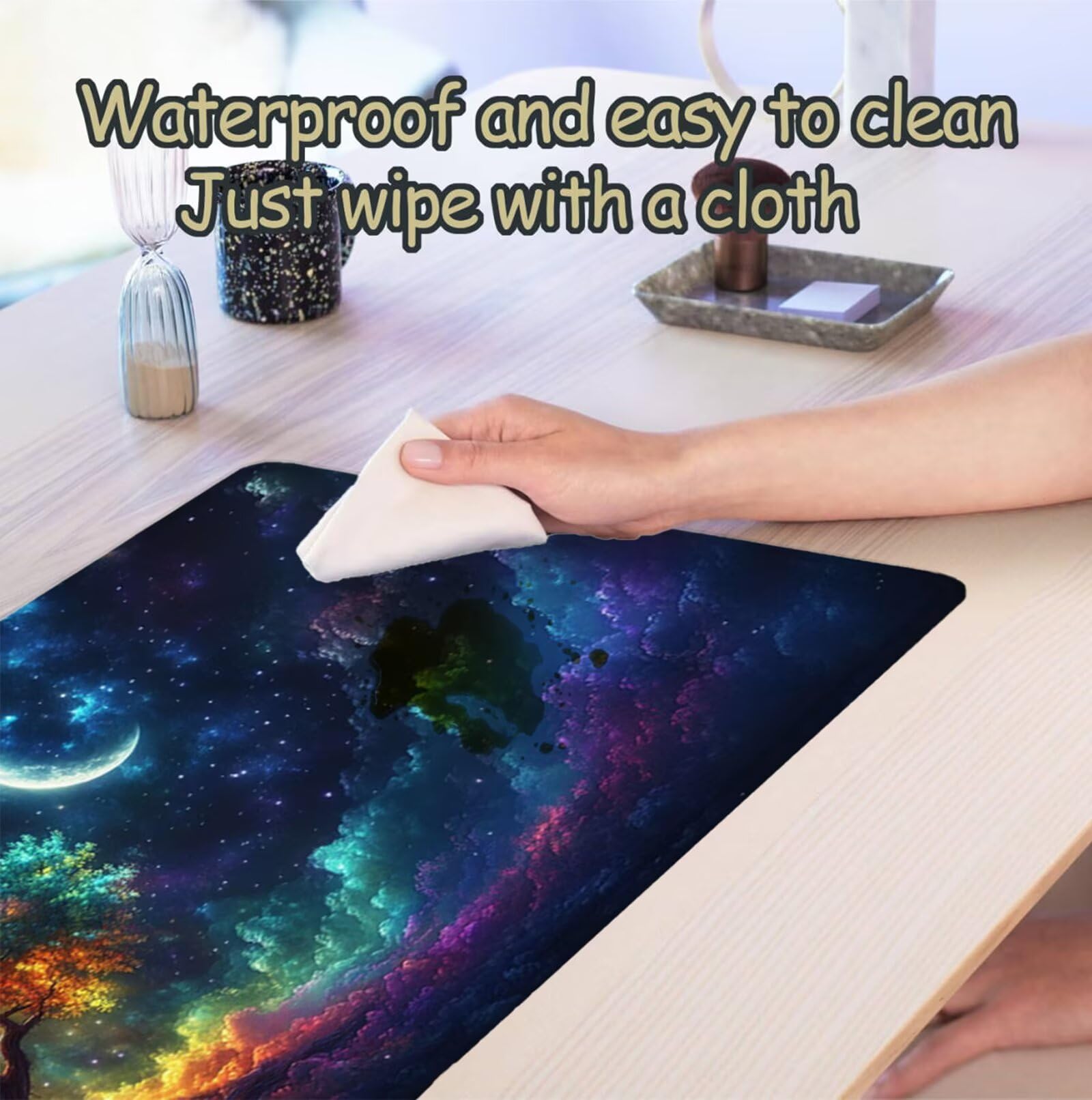 Kolorowa podkładka pod mysz XXL 1600 x 800 mm duża podkładka pod mysz dla graczy drzewo biurko szyte krawędzie wodoodporna antypoślizgowa, do komputera, laptopa poprawia dokładność i szybkość H-3753
