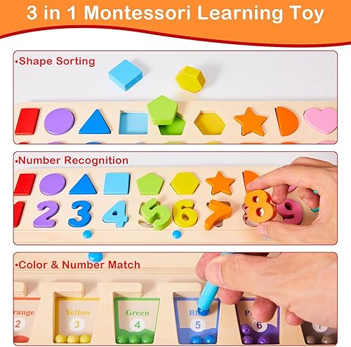 Miniatura 3 de k'onijo Juguetes educativos Montessori 3 en 1 para niños de más de 3 años laberinto magnético de color y número, clasificación de formas y
