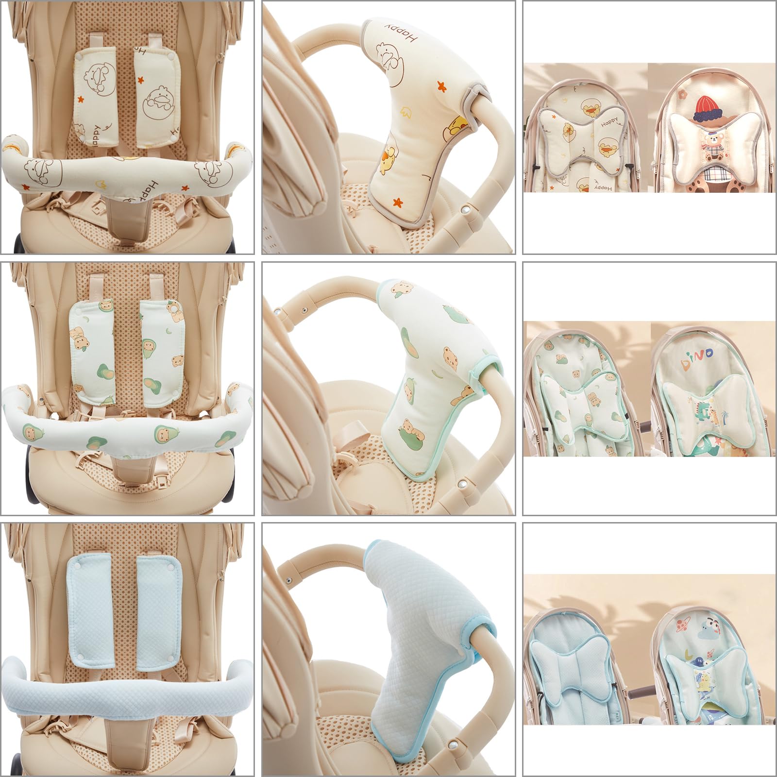 Almohadillas de hombro y entrepierna para cochecitos de bebé, suaves y cómodas, correas para bebés, fáciles de limpiar, para protección de la piel del bebé, equipo para recién nacidos