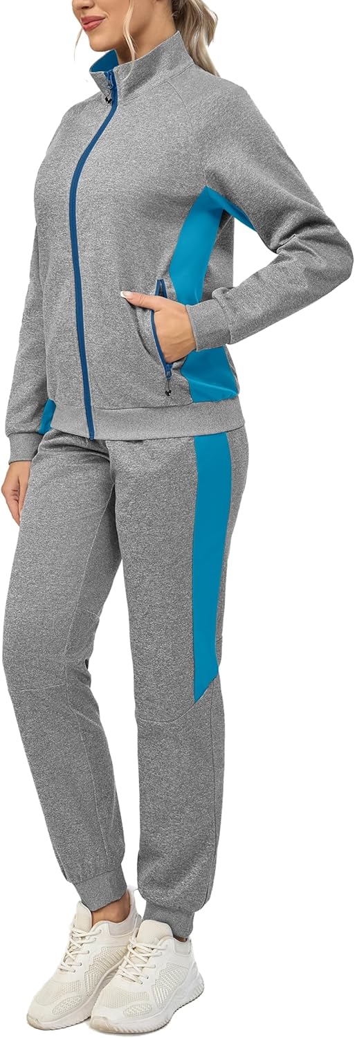 Little Donkey Andy Women's Tracksuit Set 2 Piece Sweatsuit Outfits Long Sleeve Zip Up Lounge Jogger Set with Zipper Pocket