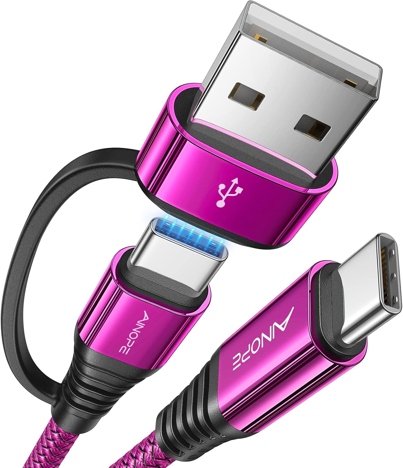 AINOPE 2Pack Pink USB C Cable 10FT & Grey USB C Cable