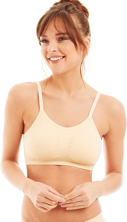 Kalon 4 Pack Womens Nylon Spandex Removable Pads Comfort Cami Bras Wireless