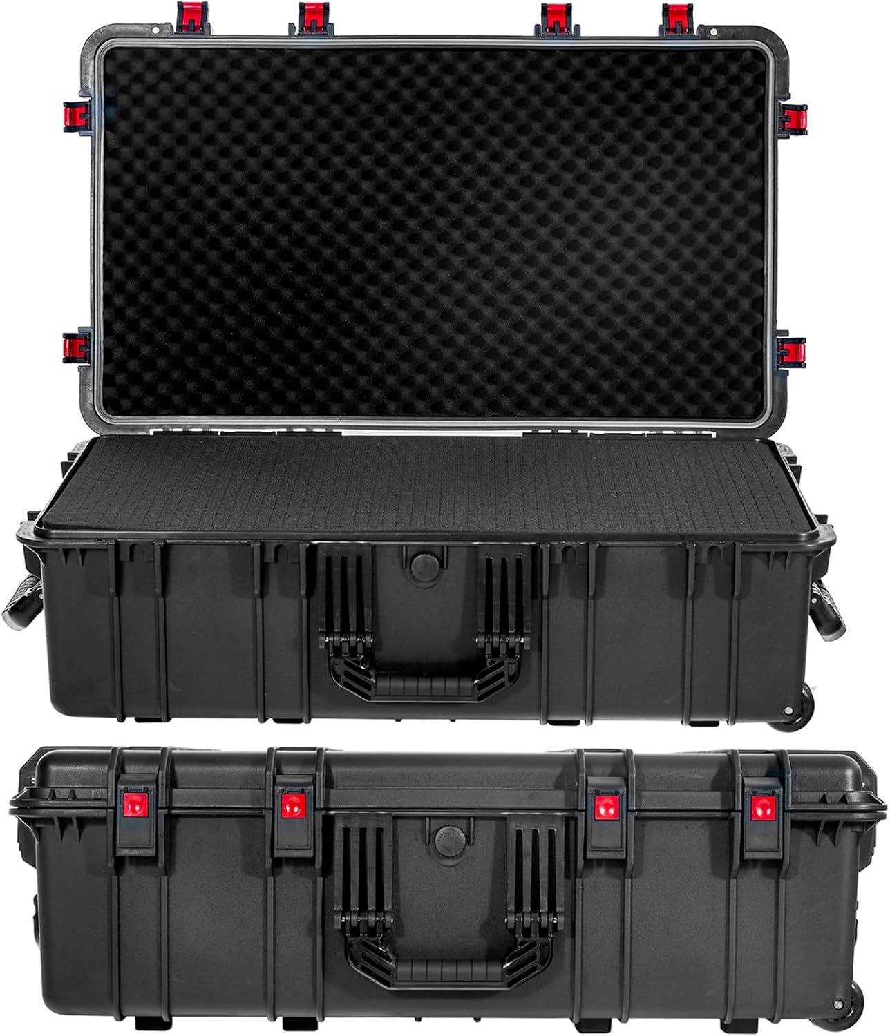 Waterproof Rolling Hard Case with Wheels, Customizable Foam 35"x 20"x 12", Equipment Transport Case for Camera, Drone,tool, IP67 Waterproof & Crushproof, Lockable, Inner 31.5" x 17.7" x 7.8"