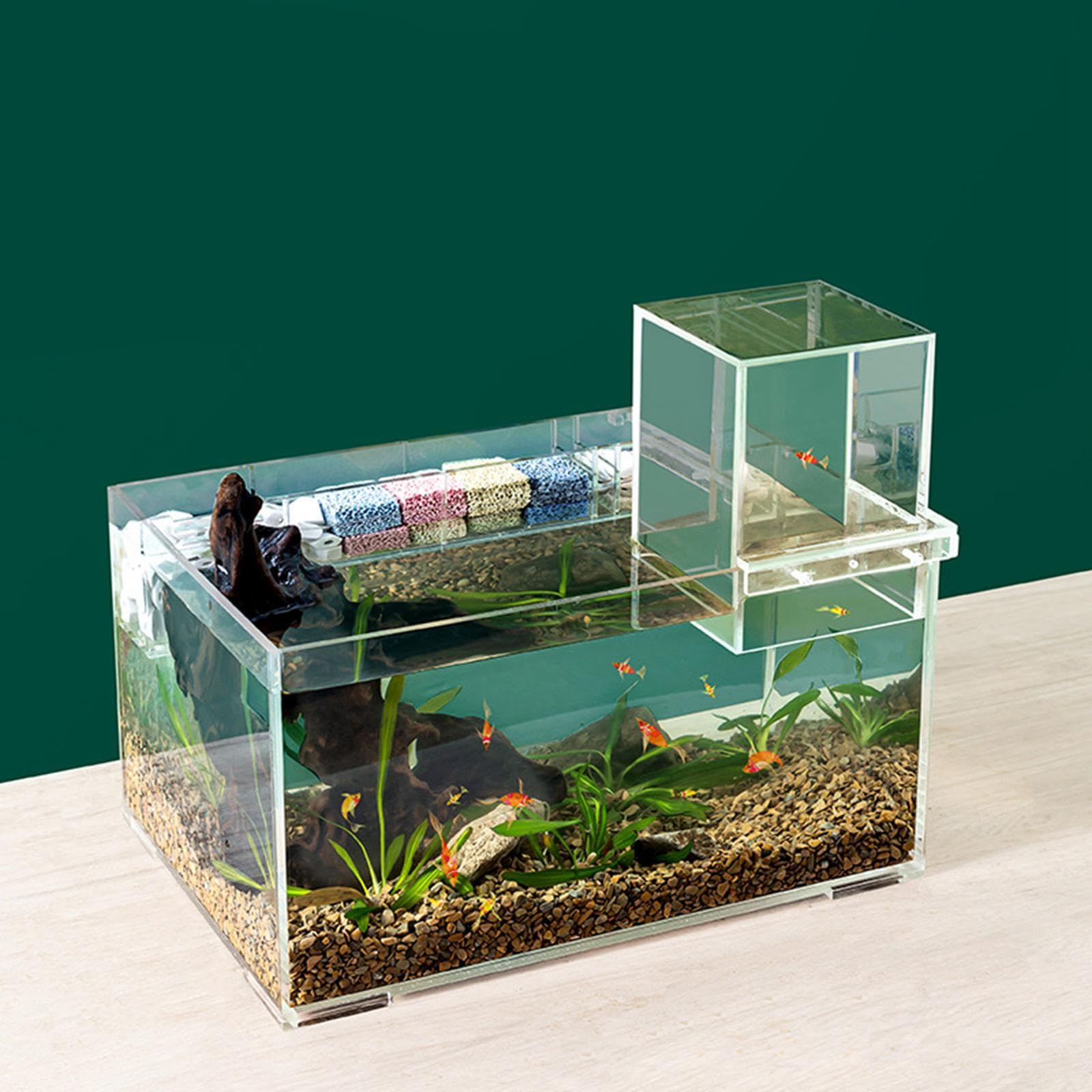 Mini Aquarium Aquarium à Pression Négative Aquarium de Bureau Inversé Boîte Créative D'Élevage de Poissons Accessoire Décoratif en Acrylique A