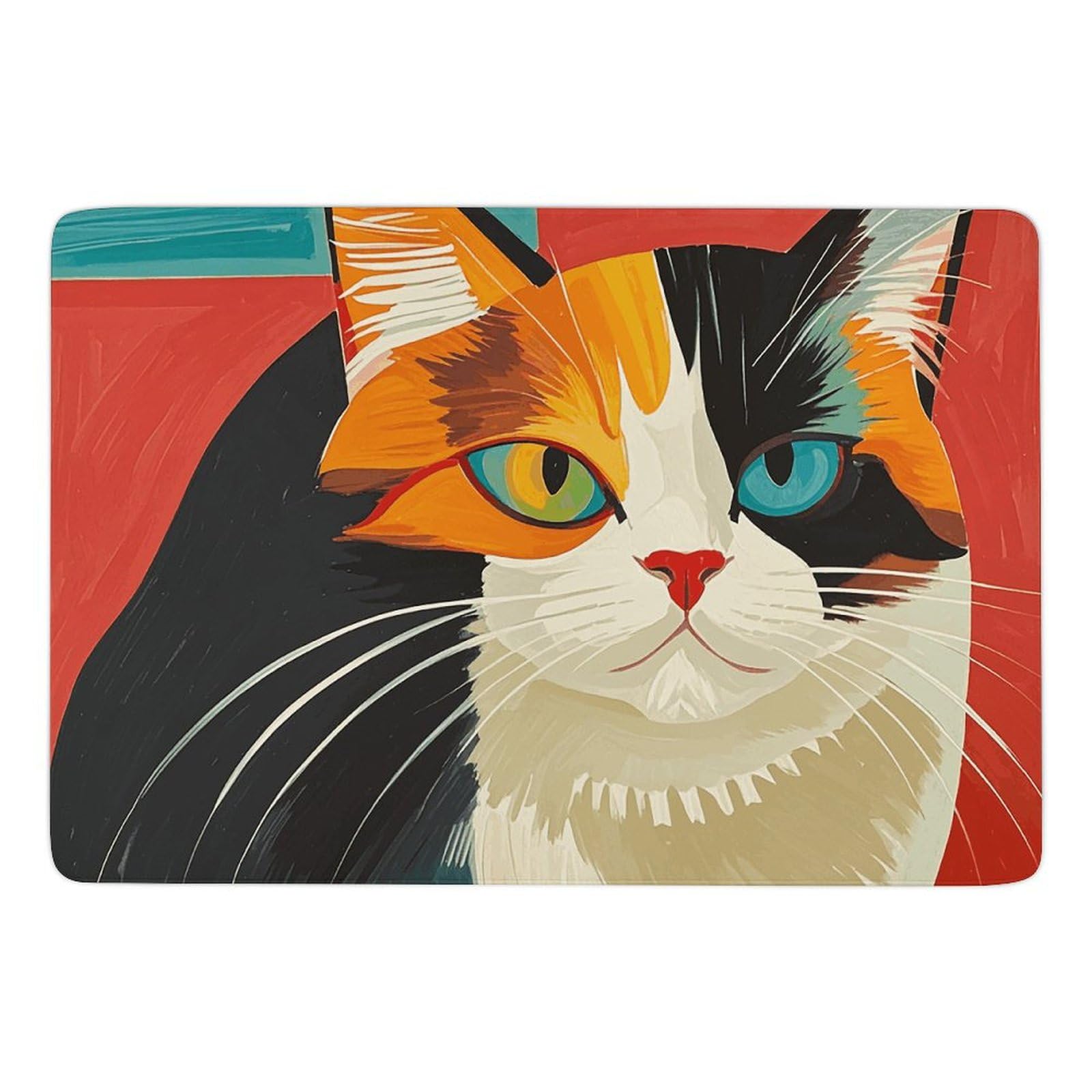 Tapis de sol salle de bain moderne velours corail motif chat doux