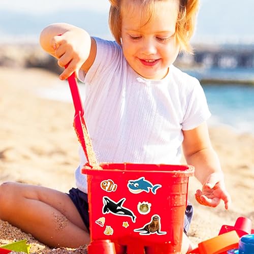 Miniatura 6 de Calcomanías de animales del océano, 1056 unidades, animales marinos, océanos, tiburones, peces tropicales, recuerdos de fiesta, bolsas de regalo,