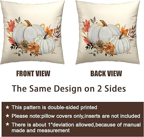 Miniatura 7 de Fundas de almohada de otoño de 22 x 22 pulgadas, juego de 2 fundas de almohada de otoño de granja, Acción de Gracias, fundas de almohada decorativas
