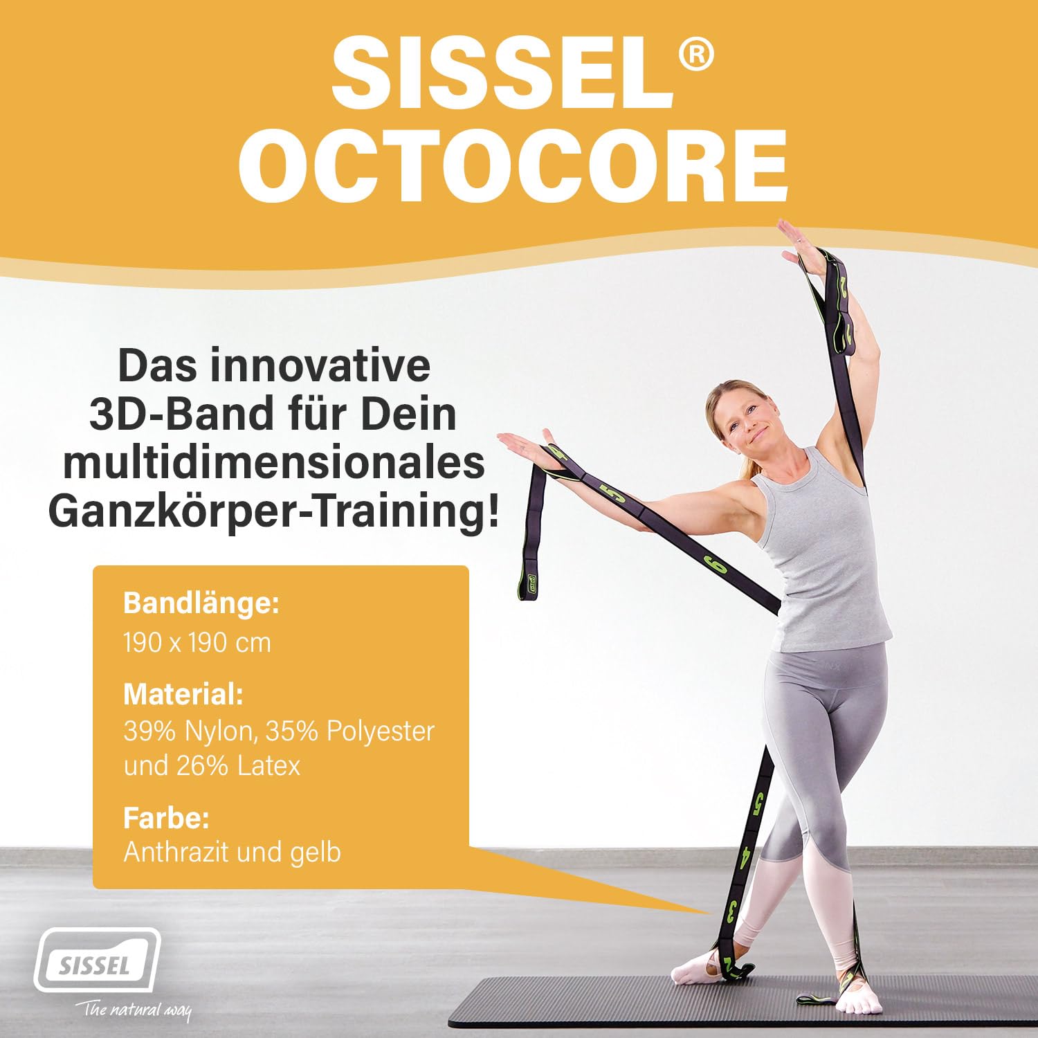 SISSEL OCTOCORE | Fitnessbänder | Innovatives Design | Resistance Bands für Ganzkörpertraining & Tiefenmuskulatur | Widerstandsbänder für Pilates & Yoga | Gymnastikband | Sportgeräte Zuhause | Fitness