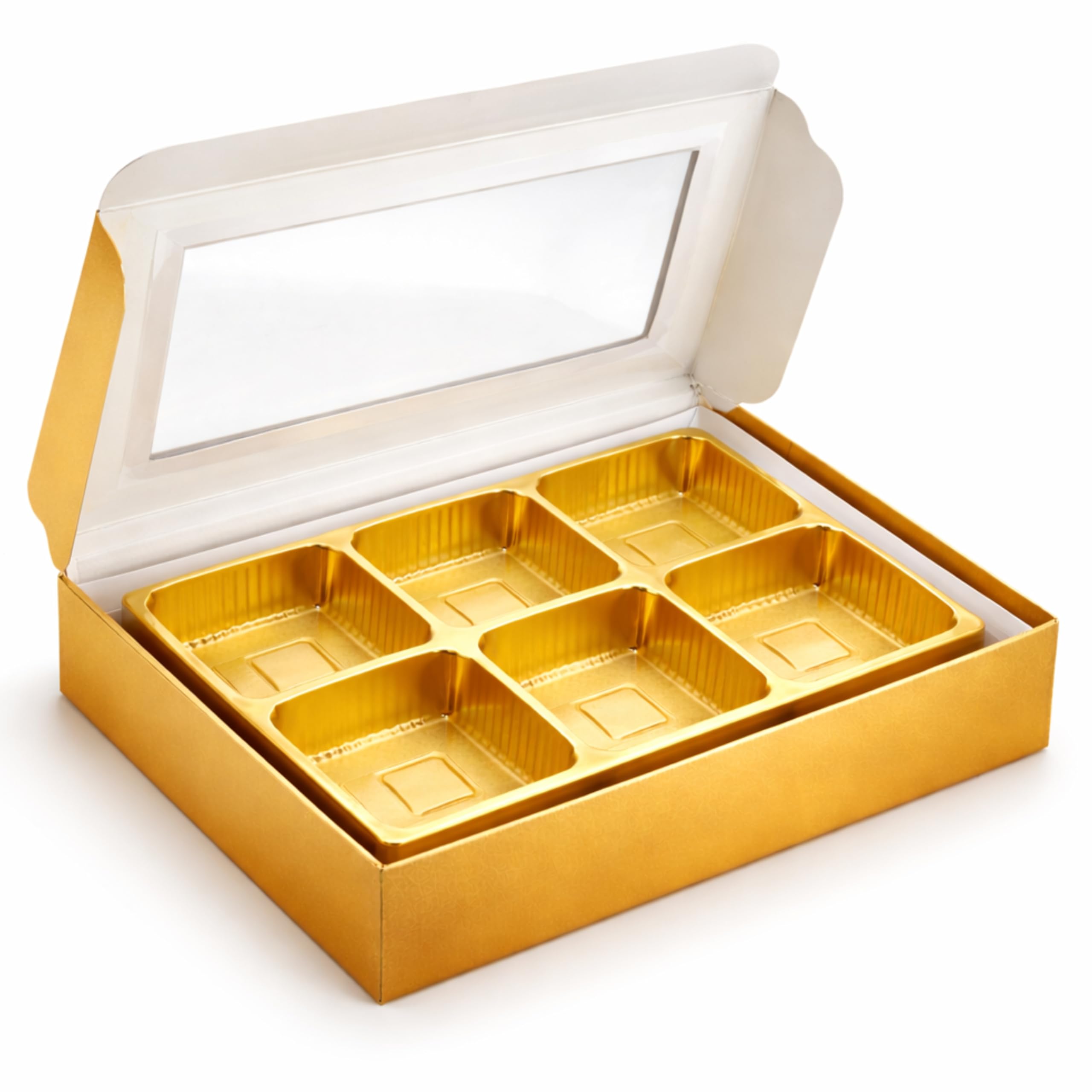 PITARAA JUNCTION Chocolate Cavity Box, Golden in Color, Elegant Gift Box for Chocolates, Sweets & Return Gifts, Including Tray (6 Cavities)-image-17