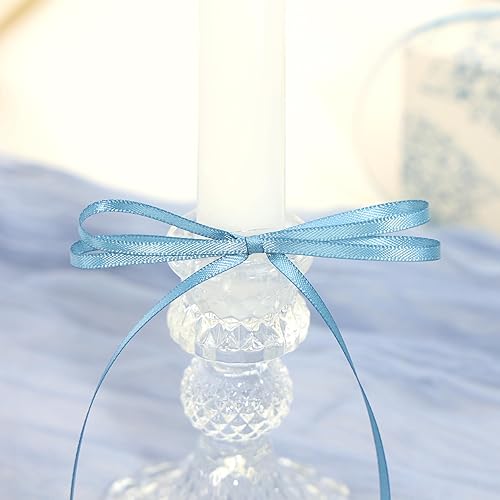 Miniatura 9 de DINDOSAL Cinta fina azul polvorienta de 18 pulgadas, cinta de satén azul francés, decoración de boda para manualidades, envoltura de regalos,