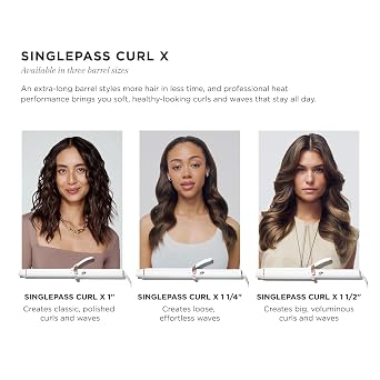 T3 SinglePass Curl X Extra-Long Barrel 1, 1.25, 1.5 Curling Iron with 9 Heat Settings and Ceramic Barrel for Fast Styling and Lasting Results on All Hair Types