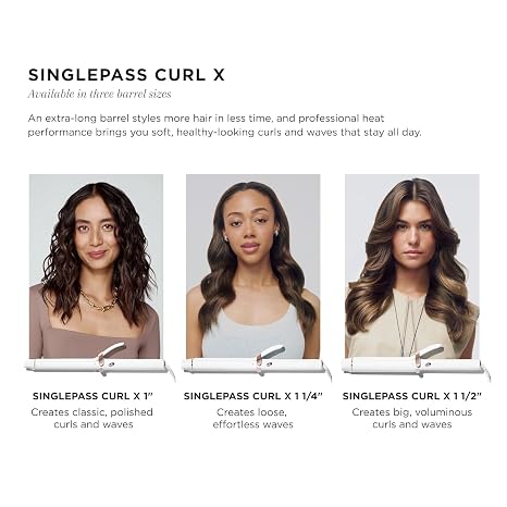 T3 SinglePass Curl X Extra-Long Barrel 1, 1.25, 1.5 Curling Iron with 9 Heat Settings and Ceramic Barrel for Fast Styling and Lasting Results on All Hair Types