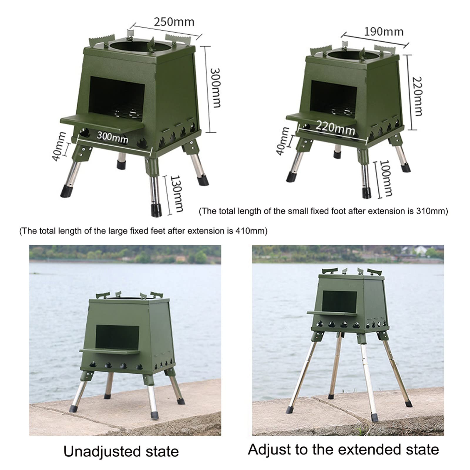 Réchaud de camping, réchaud à bois léger pliant, réchaud à bois de camping, réchaud de tente/réchaud à fusée, cheminée de jardin extérieure fire kang Réchaud de randonnée portable pliant pour campin