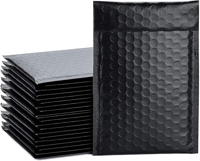 Switory Padded Envelopes A6 Bubble Mailers Packaging Bags 50pcs 4X7In Poly Bubble Mailers,Black Small Envelopes Bubble Envelopes,Bubble Lined Wrap Poly Mailers Bags for Shipping Mailing 10.2x17.7cm