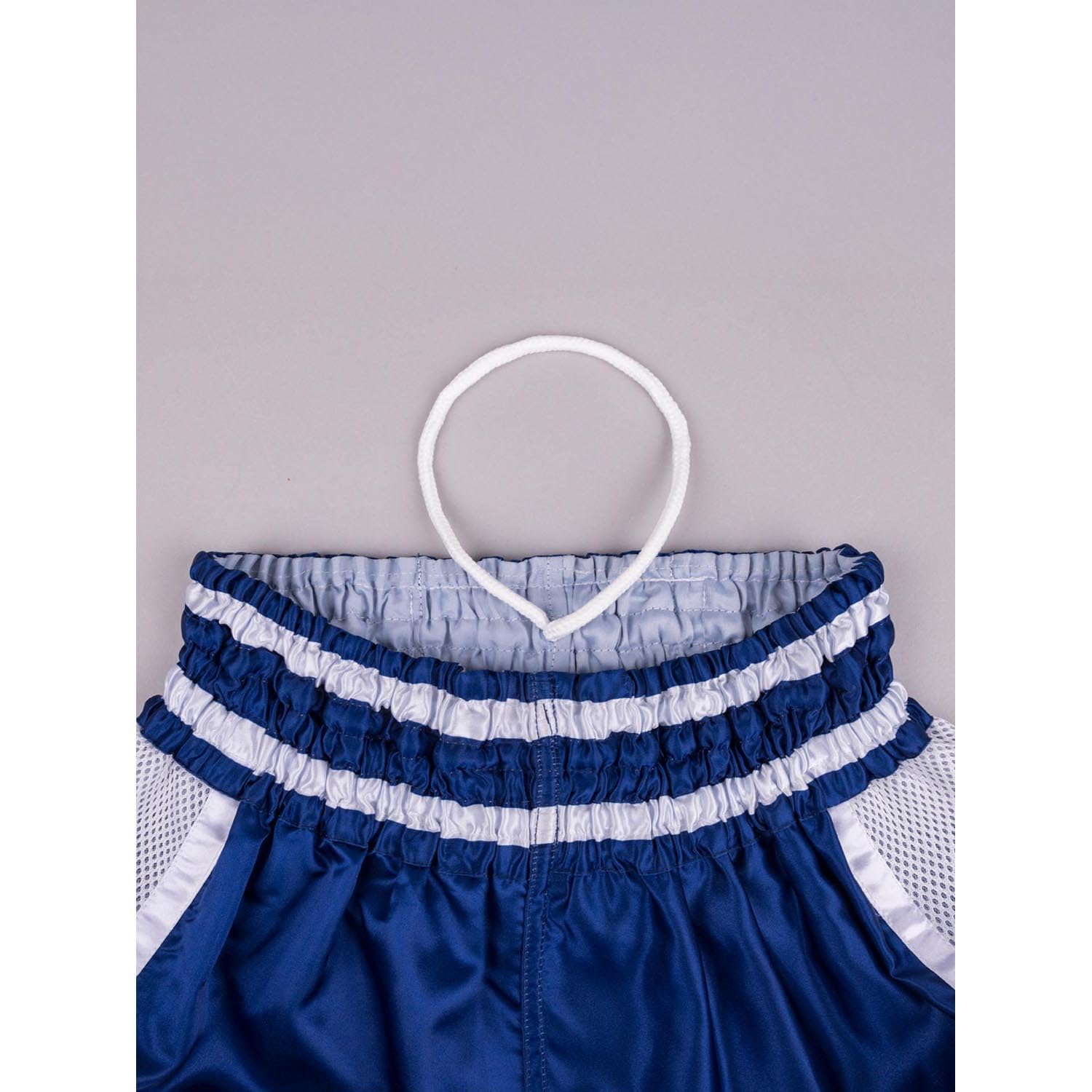 Muay Thai Shorts, Represent, Navy-weiß, Kickboxhose für Training & Wettkampf, Thaibox Shorts Satin, Atmungsaktiv, Langlebig, Kampfsporthose für MMA, K1, Boxen, Thai Boxen