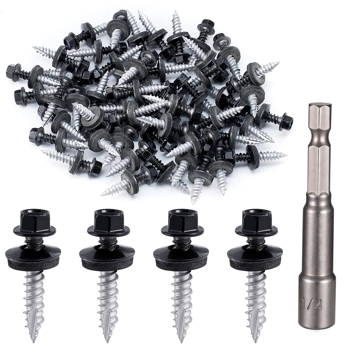 150 Black Roofing Screws - Metal Roof Repair -8