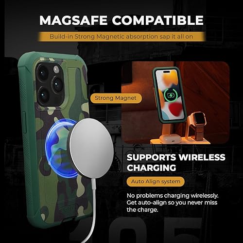 Miniatura 10 de MOTIVE Funda diseñada para iPhone 15 con clip para cinturón, funda magnética compatible con Magsafe, resistente y protección de grado militar de