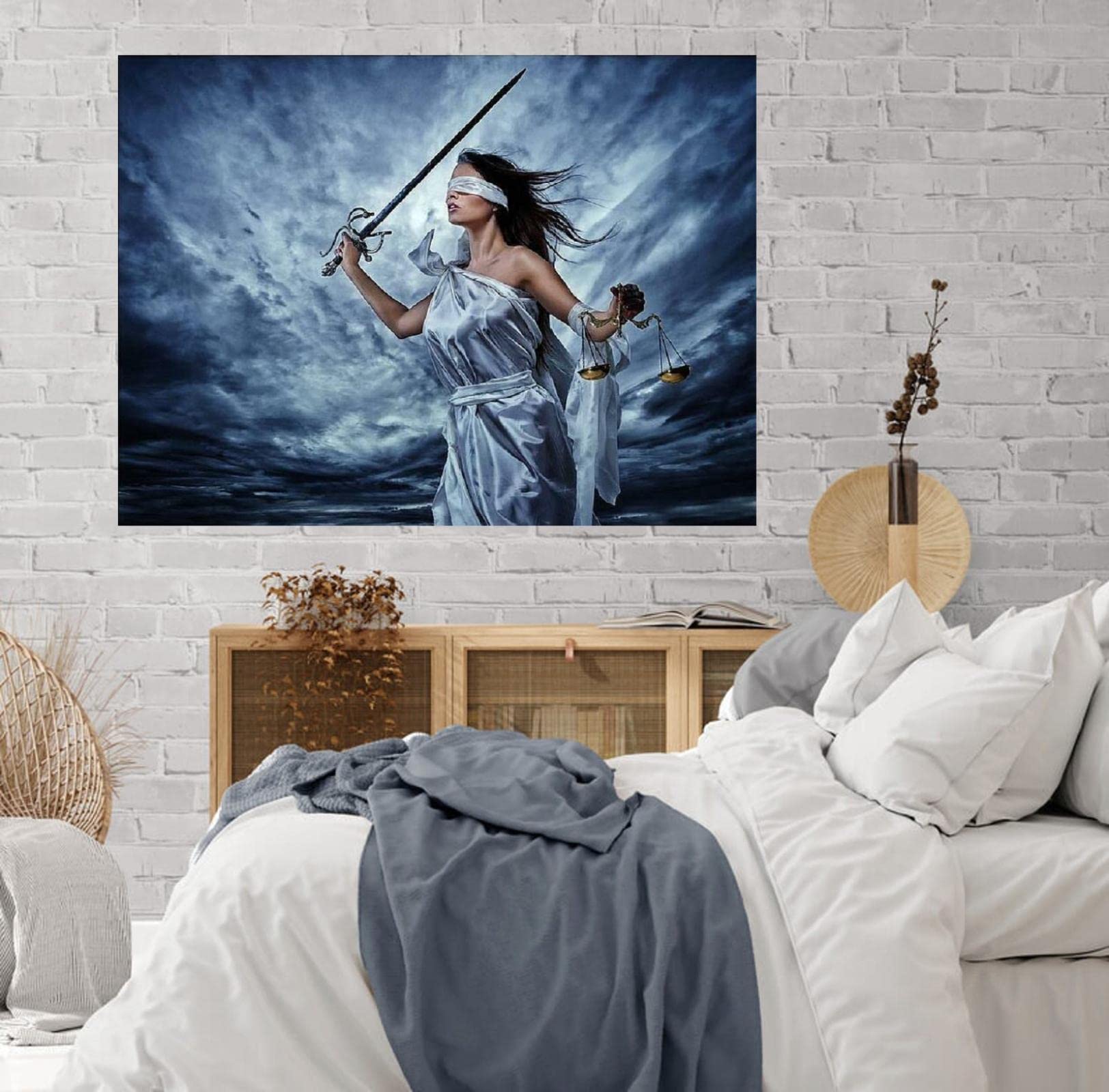 Amazon.co.jp: モダン 飾り絵 アートパネル - 剣を持った目隠し