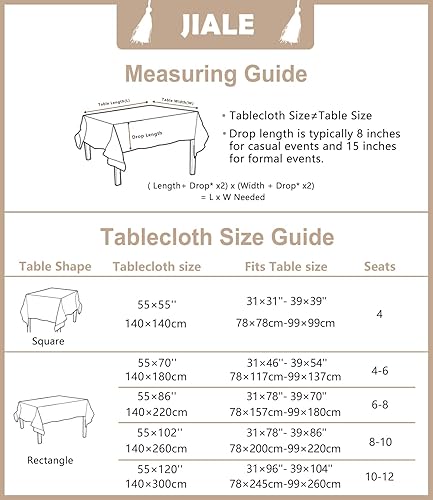 Miniatura 6 de JIALE Mantel para mesa rectangular, 70 pulgadas marrón y 70 pulgadas, manteles a cuadros marrones a rayas marrones de lino de algodón resistente (2