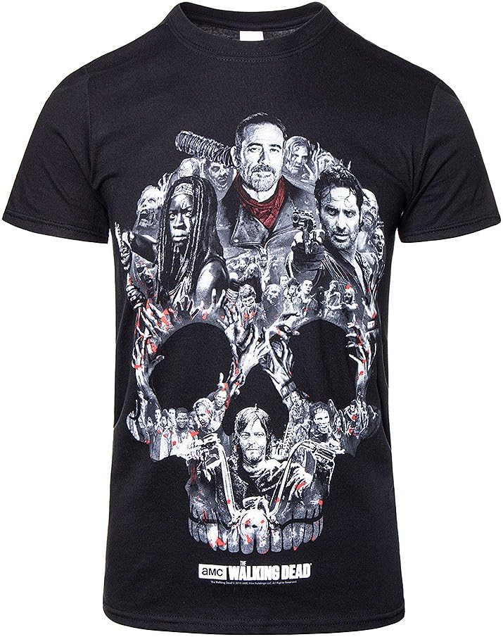 The Walking Dead Official T Shirt Zombies Negan Montage Skull L Black