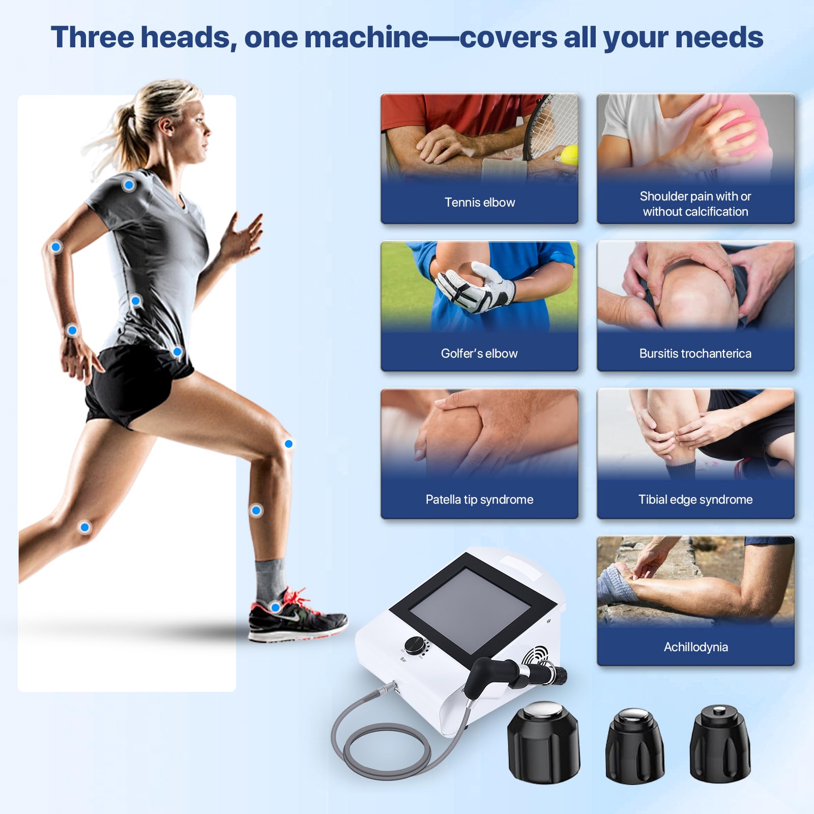 Extracorporeal Shockwave Therapy ESWT Machine for Back Waist Leg and Golf Elbow, Non-Invasive, Pain Relief, No Side Effects, Muscle and Bone Tissue Regeneration