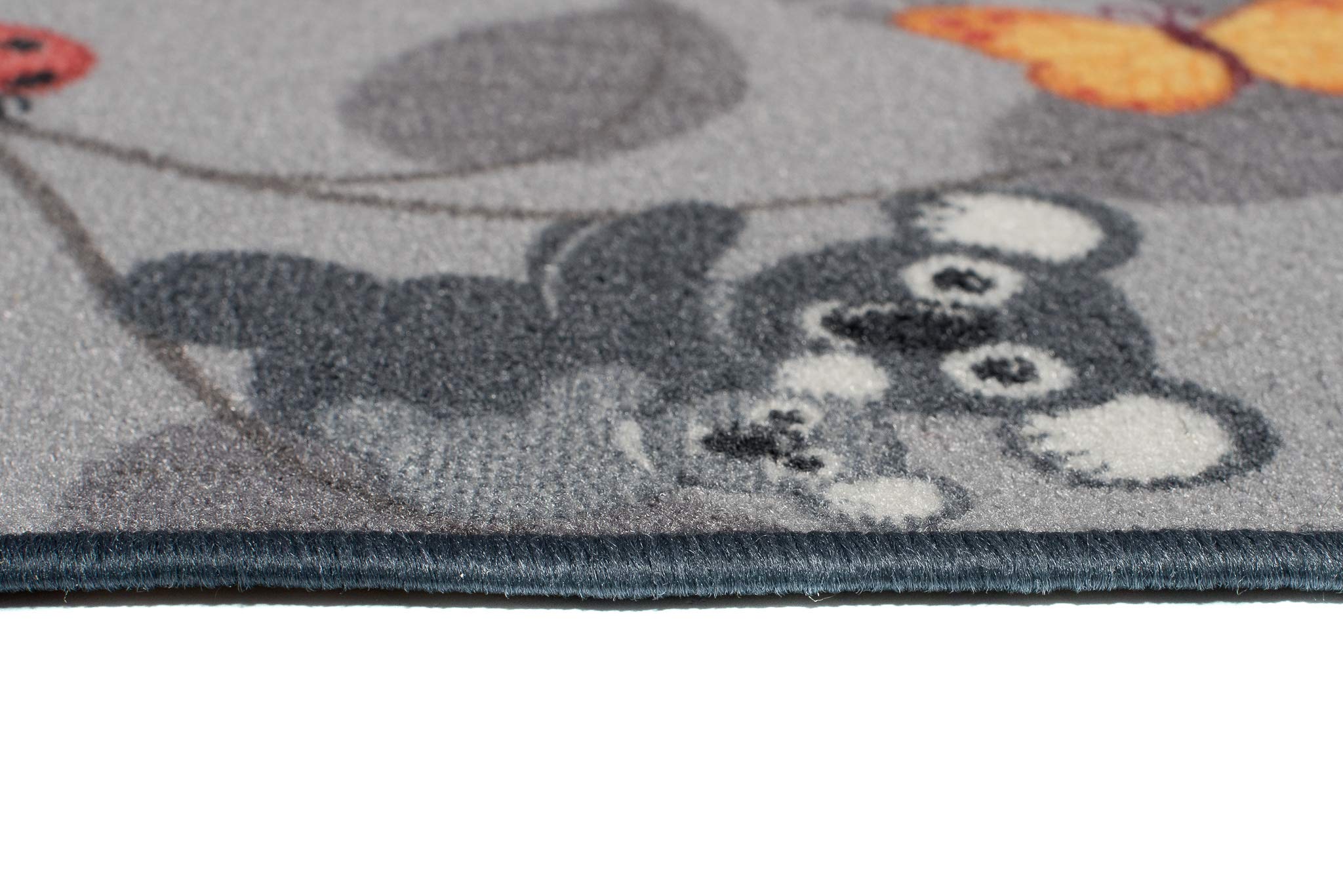 Tappeto Per Cameretta Bambini - Peluche Corto Con Animali, 140x200 Cm, Grigio/Viola, 100% Polipropilene
