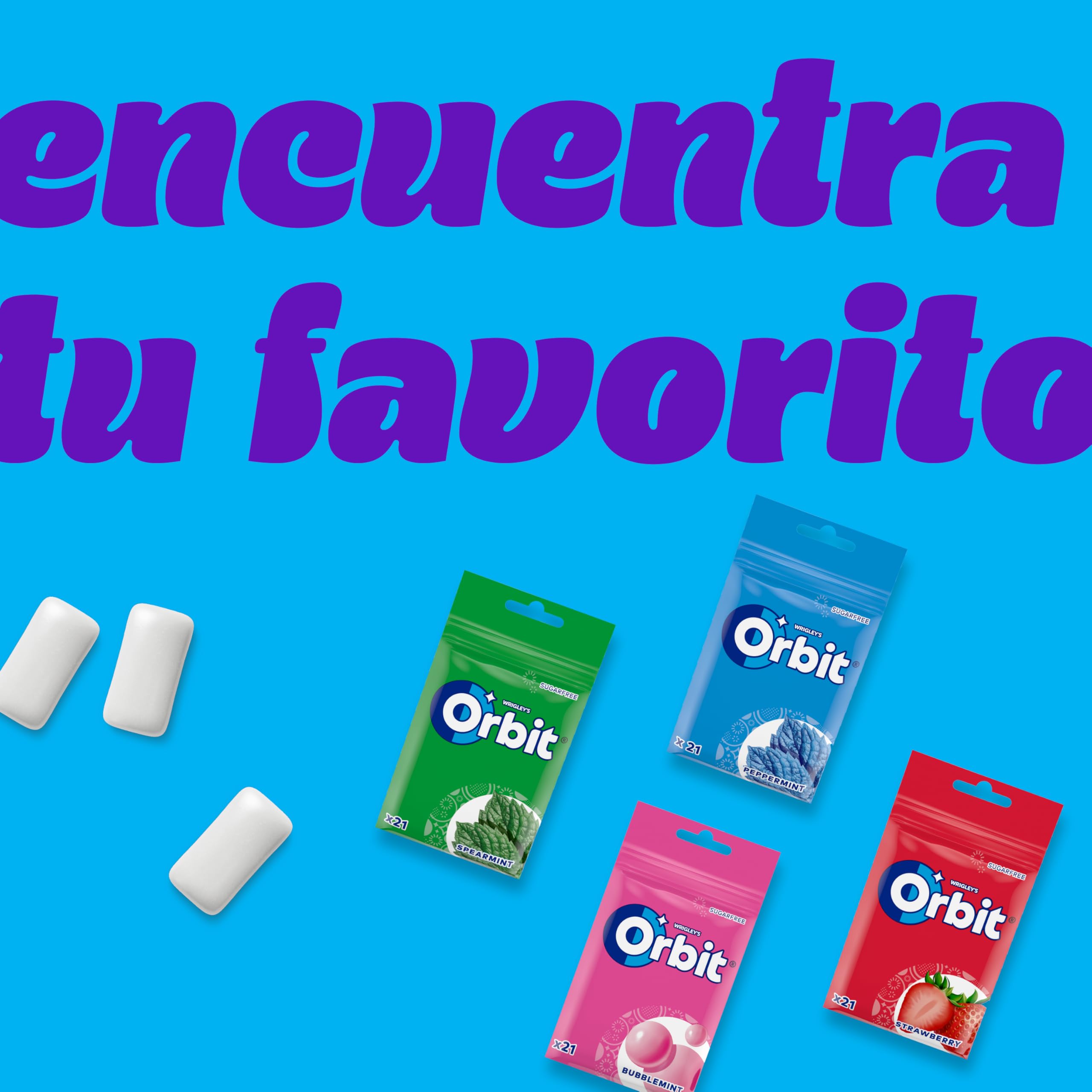 Orbit Bolsa de Chicles Sin Azúcar Sabor Menta Fresco Intenso Larga Duración 21 Chicles