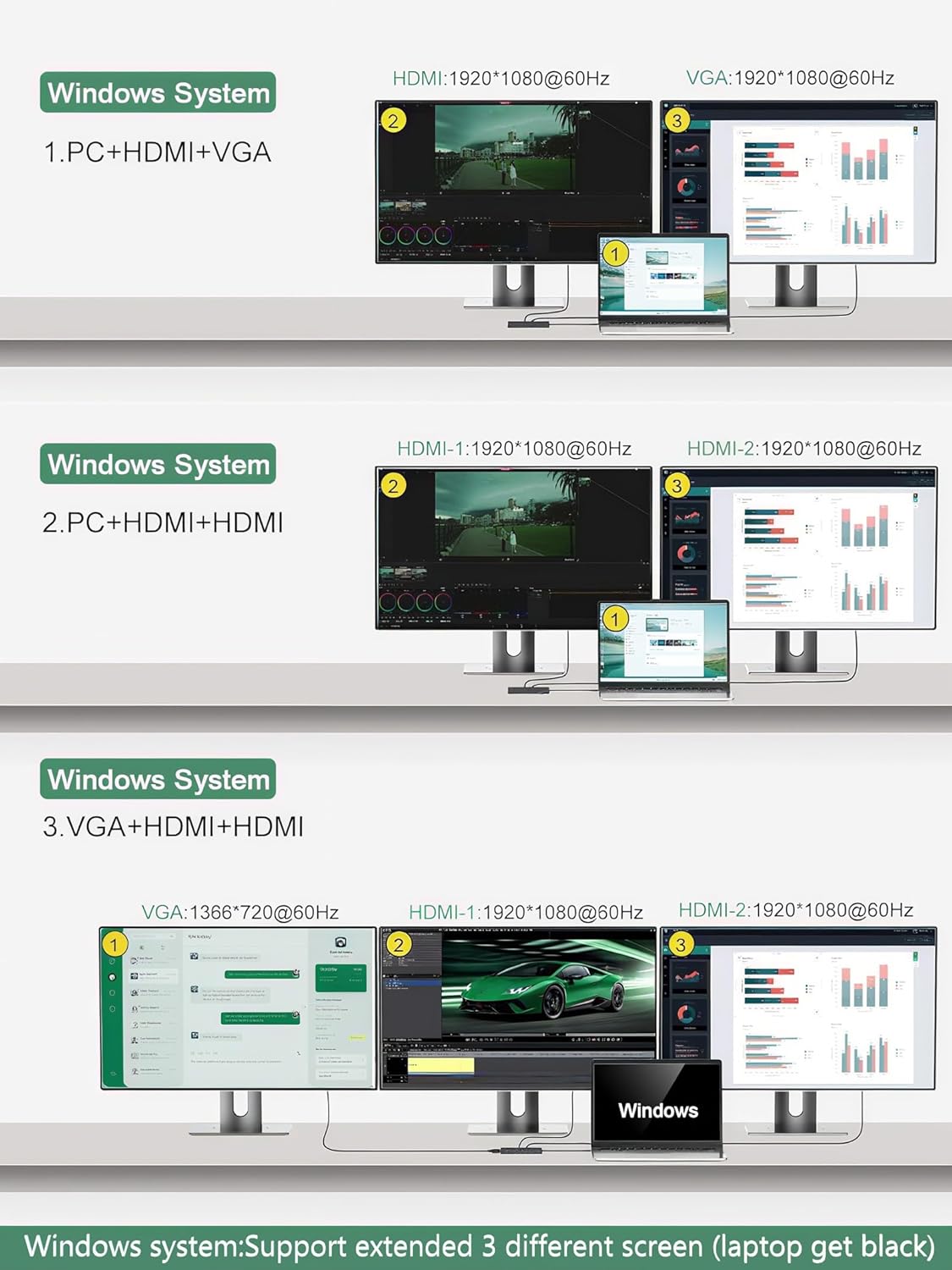 12-in-1 USB C Docking Station with Dual 4K HDMI, VGA, Gigabit Ethernet, 100W PD Charging, 4 USB Ports, SD/TF Card Reader for MacBook/Windows/Laptop