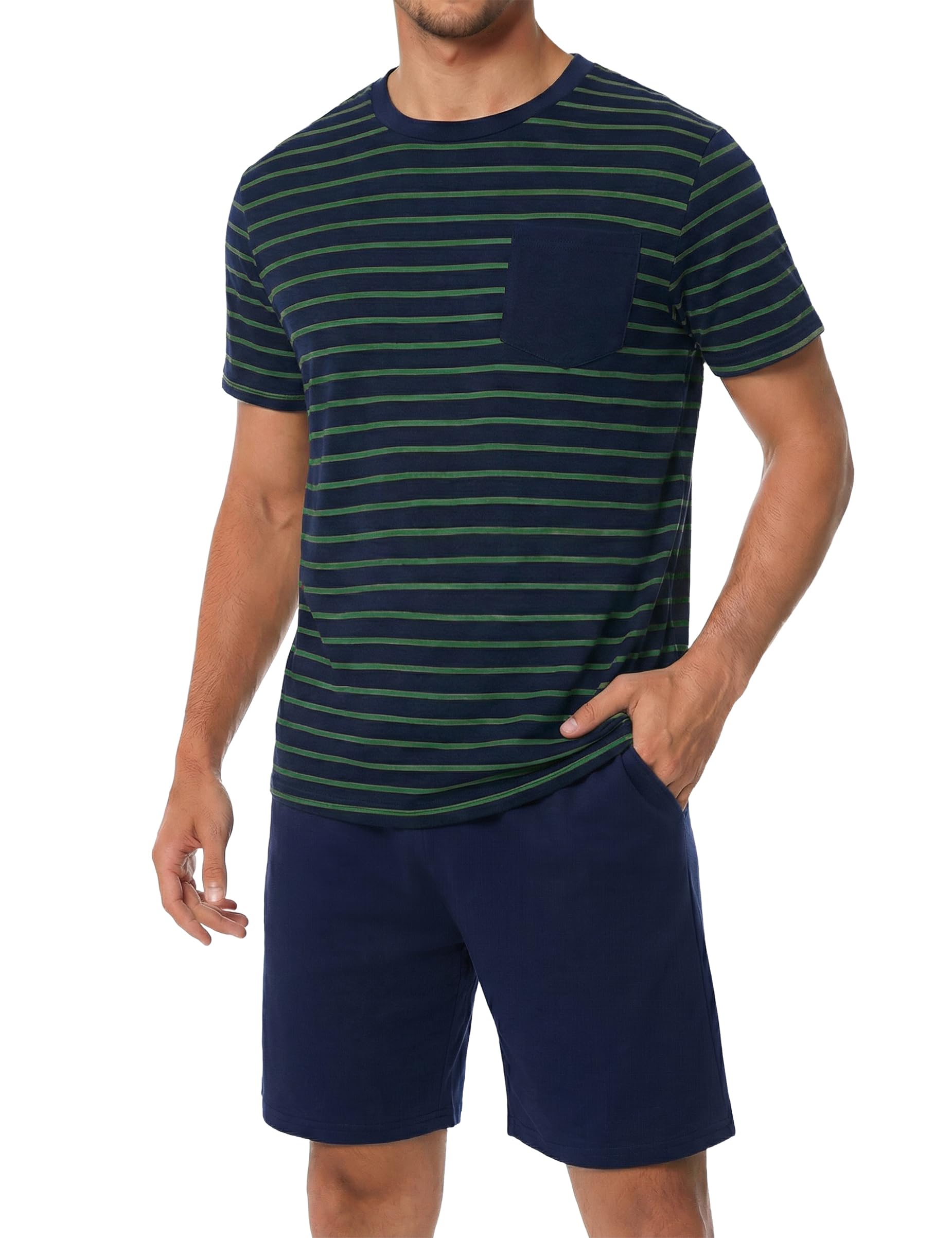 Ensemble de pyjamas doux S-3XL au design élégant rayé - 7