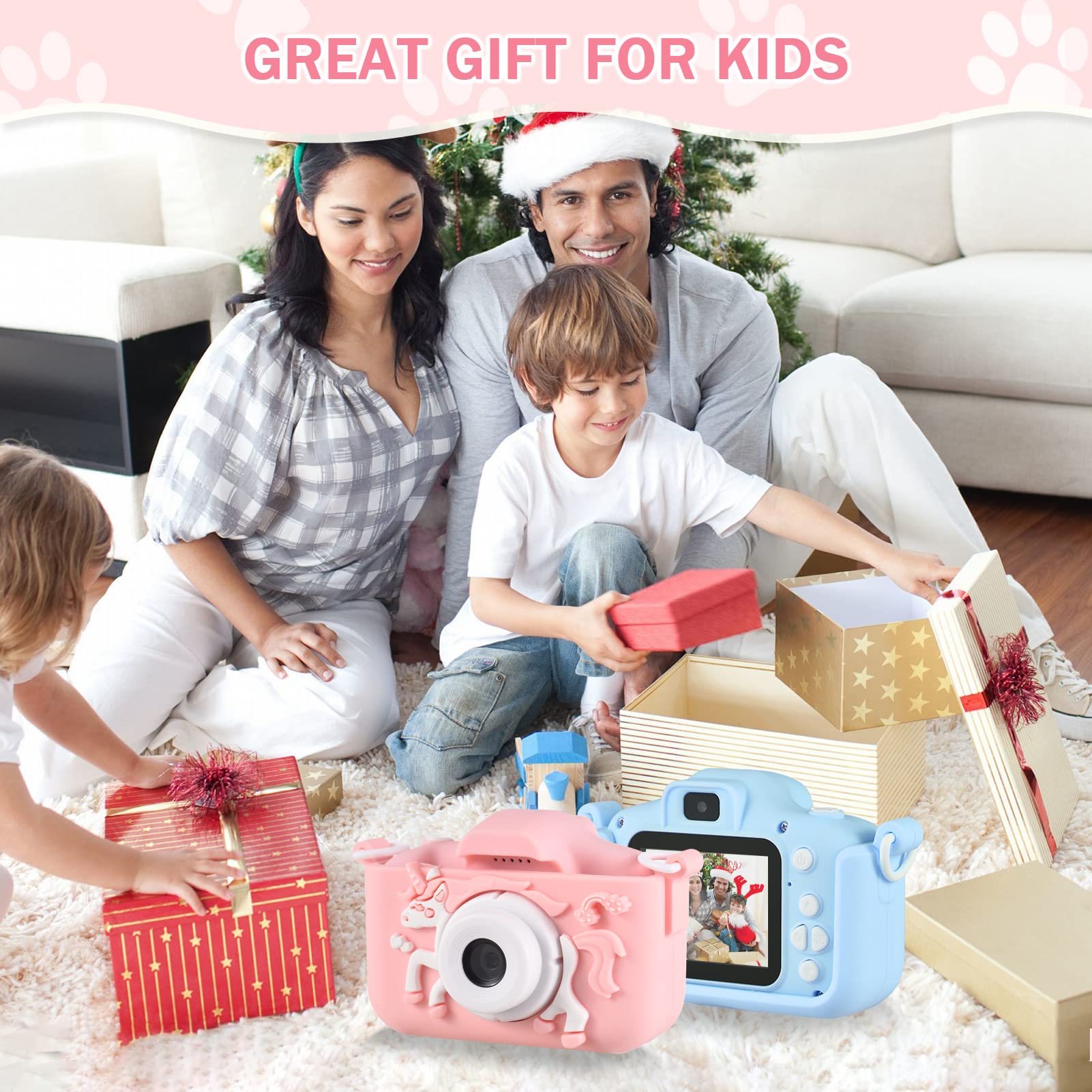 Andoer Fotocamera digitale, 1080P 2,0 pollici Fotocamera per bambini, con cinghia, regali ideali per bambini di 3-10 anni, blu mouse