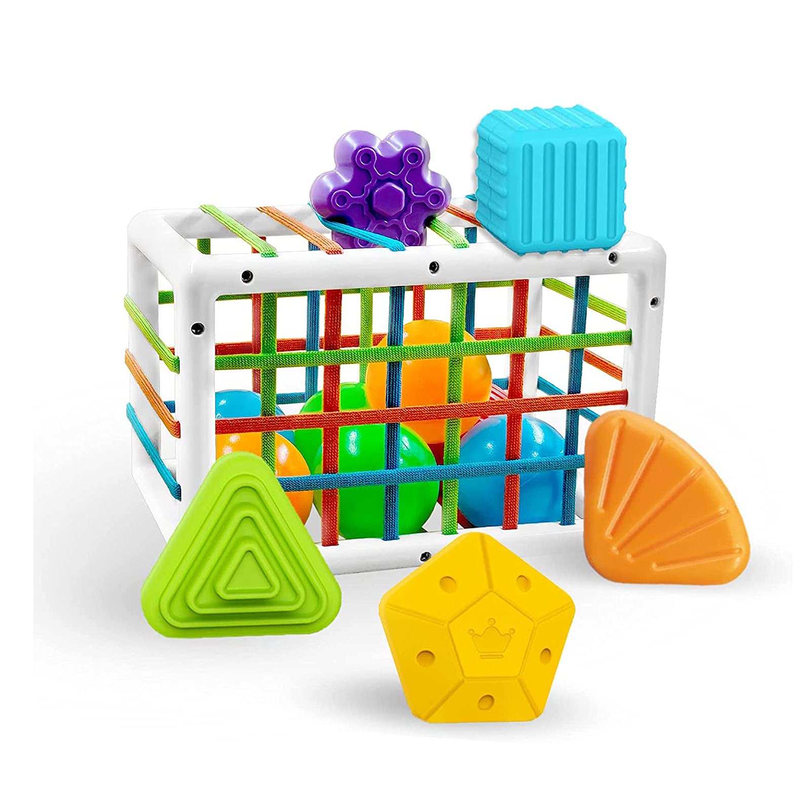 Buy Baby Shape Sorting Toy, Sensory Sorting Bin with Elastic Bands