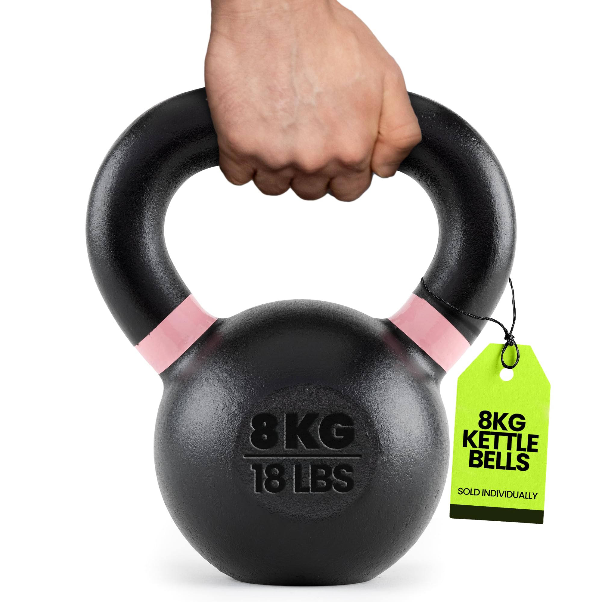 Rage Fitness Single Cast Iron Kettlebell | Powder Coated - Wide Handle Weights for Core & Glute Workouts; Swings, Squats, Deadlifts; Strength,