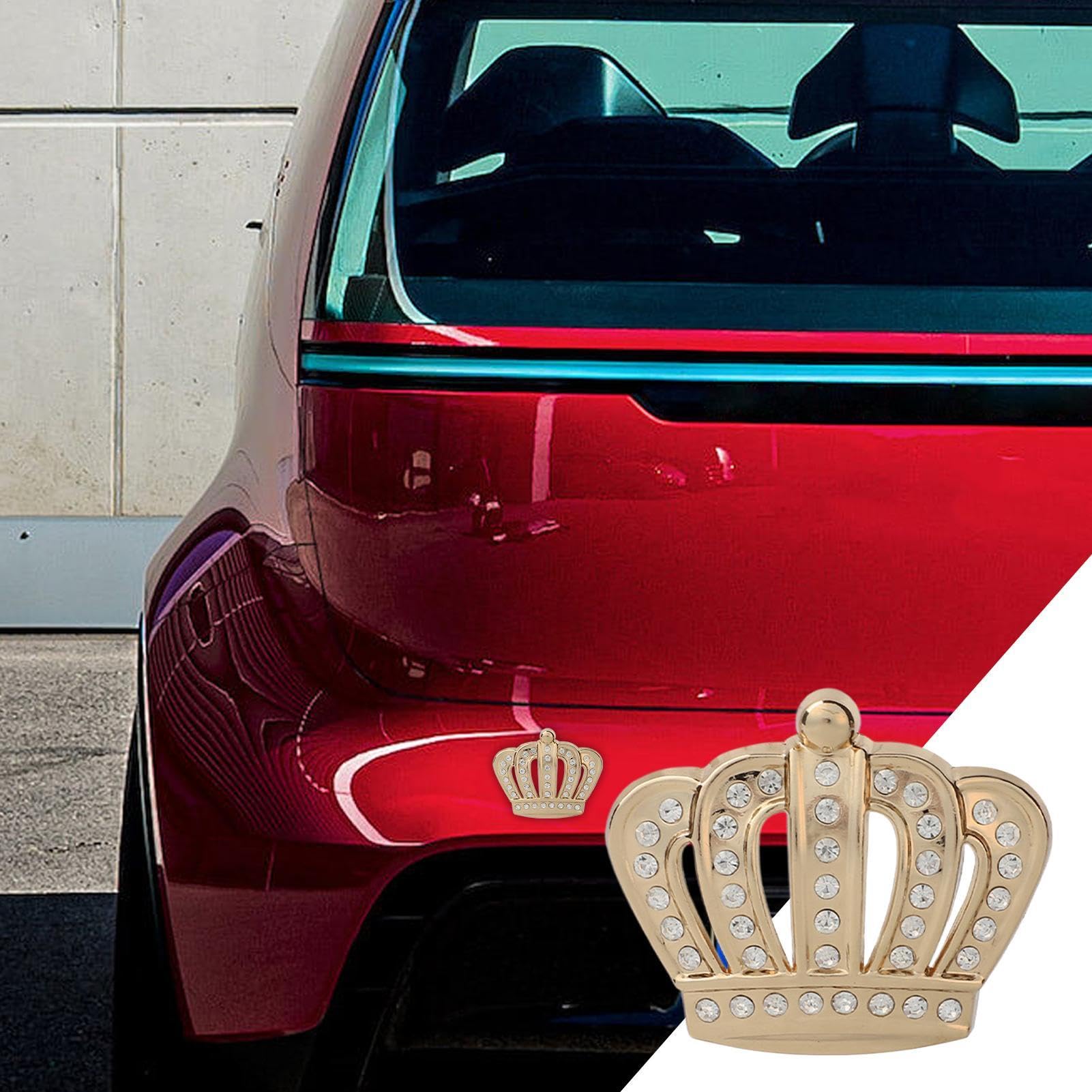Crystal Princess Crown Car Emblems, Bling Car Decal Stickers, Adhesive Sparkling Window, Sturdy Waterproof Design, Easy to Apply & Remove, Silver Pink Gold and Laptop Decoration