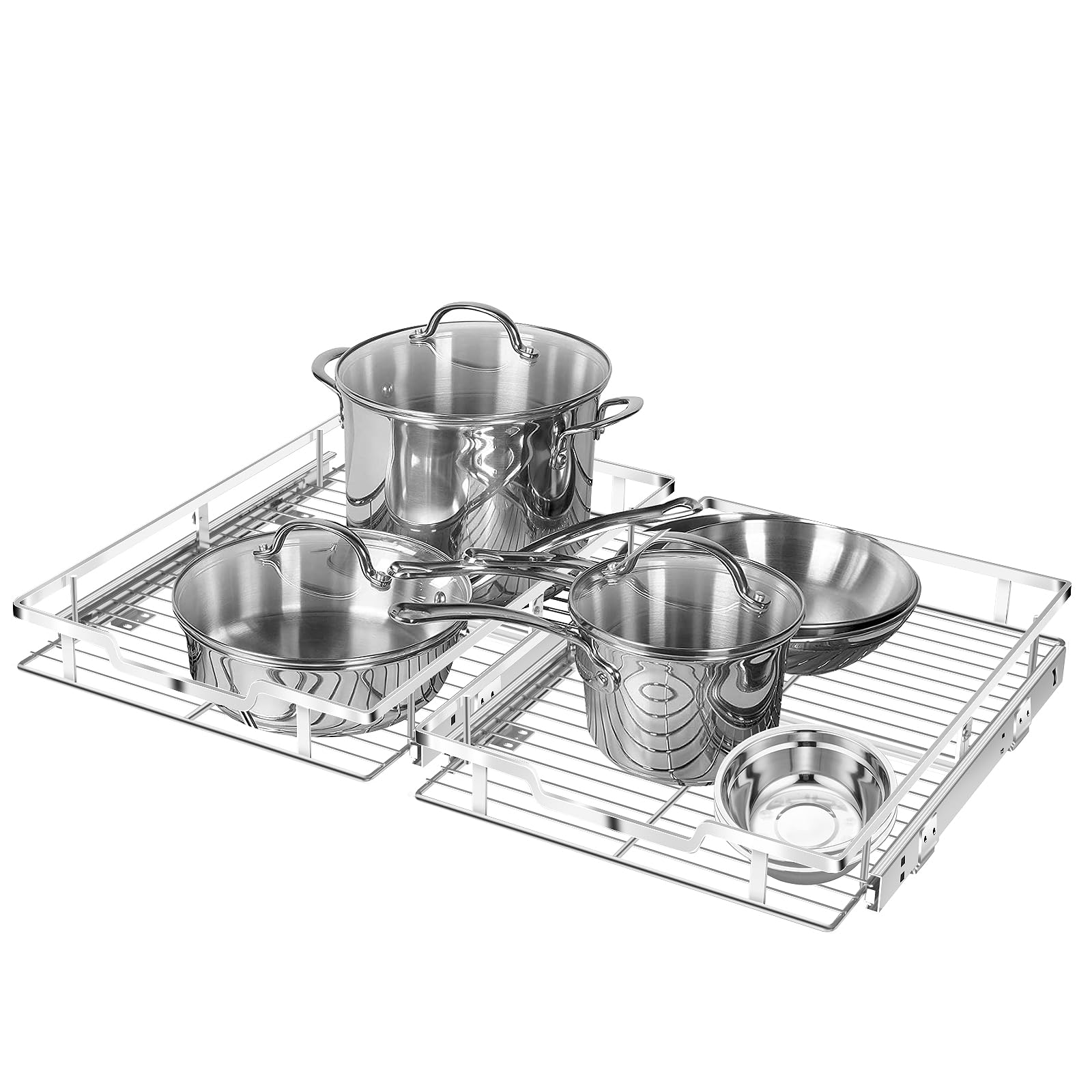 Tksrn Pull Out Cabinet Organize 2 Pack,cabinet drawers slide out shelves for kitchen,under sink organizer Storage for cabinet in home, Pantry, Bathroom (14" W x 21" D)（NEED 15" W and 22" D Cabinet）