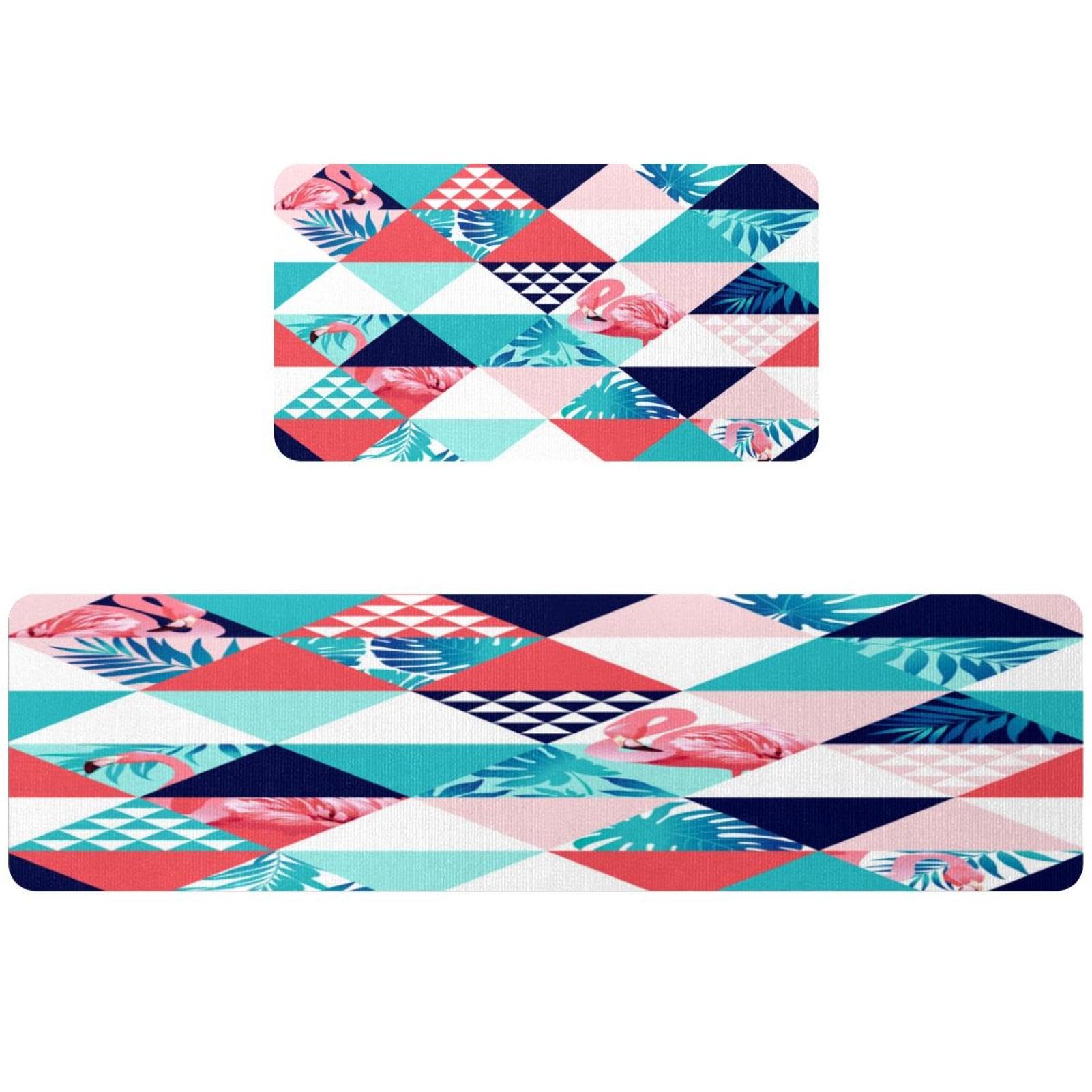 Tapis de cuisine antidérapant lot de 2 tapis lavables et absorbants à motif flamant rose