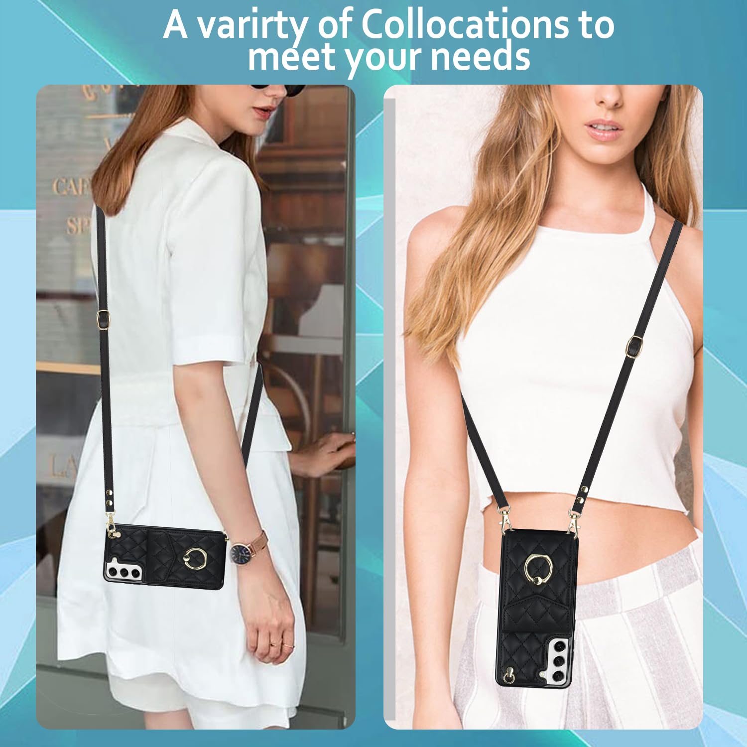 Asuwish Handyhülle für Samsung Galaxy S21 FE 5G Wallet Cover mit gehärtetem Glas Displayschutzfolie und Crossbody-Ring RFID Blocking Card Holder Cell S 21 EF S21FE5G UW S21FE 21S G5 6,4 Zoll Frauen