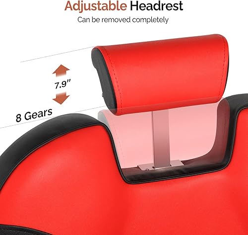 Miniatura 34 de OmySalon Silla de peluquería reclinable, silla de salón para estilista resistente, asiento ancho giratorio de 360 grados, silla multiusos para Negro