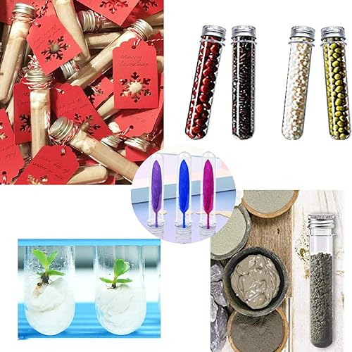 Miniatura 4 de 25 tubos de ensayo tubos de ensayo de plástico transparente de 14fl oz con tapas de tornillo tubo de 0984 x 5512in para muestra fiesta de ciencia