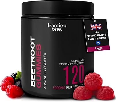 Fraction One Beetroot Gummies   120 Gummies   3000 mg per Serving, 51 Extract - Enhanced with Vitamin C and Magnesium   Supports Blood Pressure, Vegan, Nitric Oxide Supplement   60 Days Supply