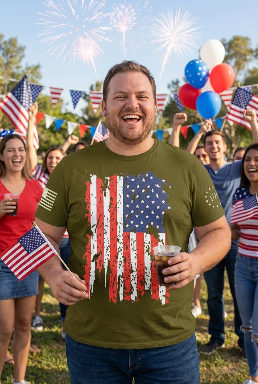 USA Flag Red White Blue Star Stripes 4th of July Indepence Day Patriotic T-Shirt Size M L XL XXL 3XL - Image 3