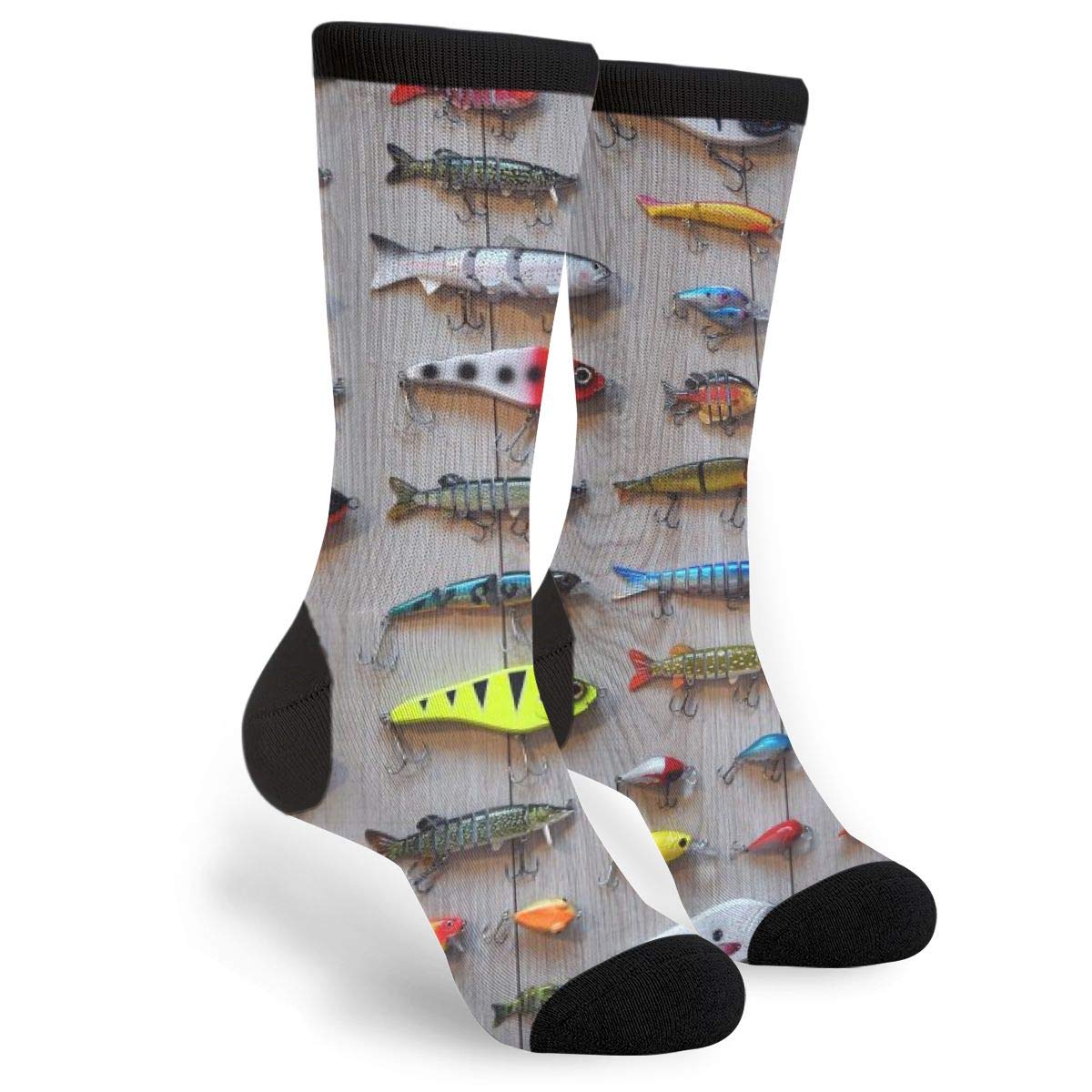 The Best Bait For Fishing Casual Cool 3D Printed Crazy Funny Colorful Fancy Novelty Graphic Crew Tube Socks