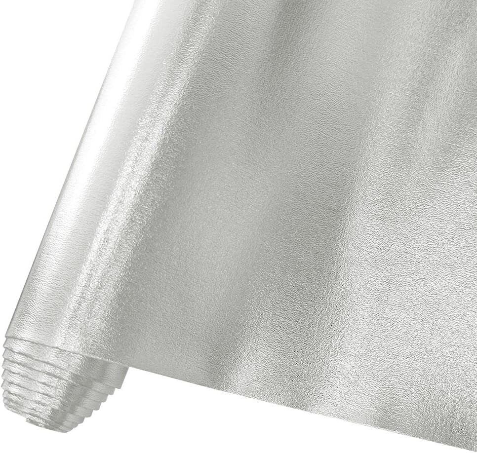 HYANG Smooth Solid Color Silver Faux Leather Sheets 1 Rolls 12"X53" (30cmX135cm),Faux Leather is Great for, Bows,Earrings Handmade DIY Craft Projects Making